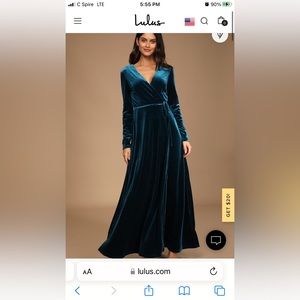Lulu’s wrap long velvet dress.